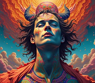 Abstract Psychedelic Art of Lucifer the Fallen Angel