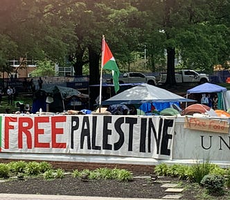 The Palestine Solidarity Encampment at Johns Hopkins University, Baltimore, Maryland (Photo by the author, May 7, 2024);