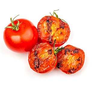 Fresh and grilled tomatoes.