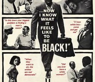 Photo of Black Like Me movie billboard for Medium story in Black Like Me publication about the book with the same title.