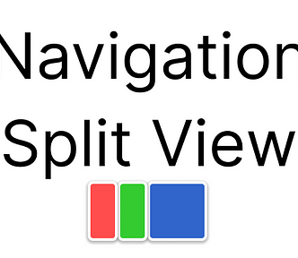 The text of Navigation Split View on a background absent of color with 3 boxes below the text that represent the views from a navigation split view component
