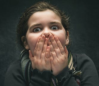 cute little girl’s face with a shocked expression (what I learned on Substack shocked me)