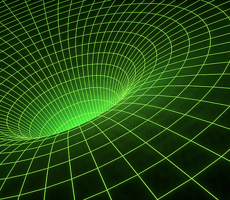 A picture of time and space bending (a grid plane introduced to a third dimension)