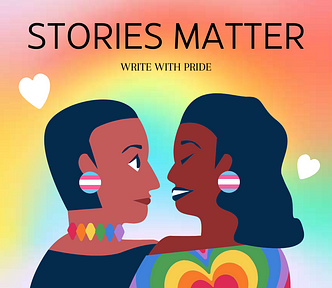 Stories Matter: Write with Pride — illustration of two women embracing