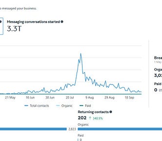 A bar graph displaying the number of direct messages (DMs) received on Instagram in the year 2024. The graph shows monthly variations, highlighting peak engagement periods and trends in customer