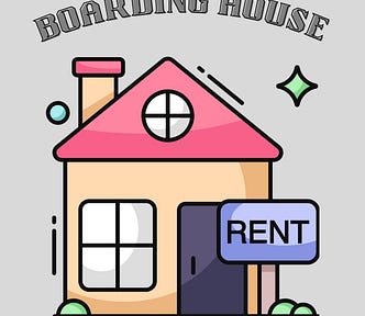 Photo of a cartoon style boarding house