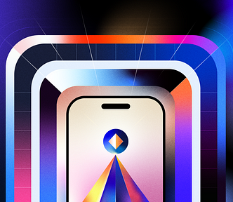 Creative illustration of a smartphone with a keyframe icon at its core. Abstract and colorful ripples emanate from the phone.