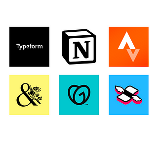 Image of 6 products in the article: Typeform, Notion, Strava, Bloom & Wild, GoDaddy, Finimize