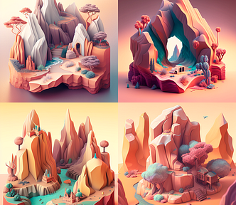 A dreamy landscape crafted with Sandstone, created with MidJourney