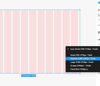 Image from Figma showing how to select the mode the frame should be in by selecting the variables icon from the Layer section and clicking from the collection for Breakpoints.