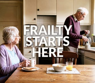 A senior couple eating a meagre breakfast.