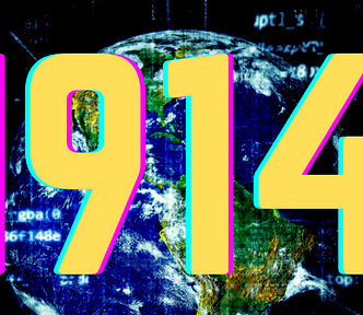 The world 1914 written across an image of the Earth.