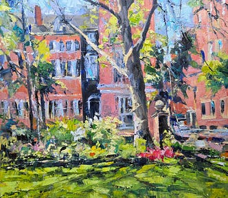Oil painting of Washington Square Park in Philadelphia by Anne Kullaf ©2025