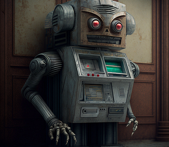 Slightly sinister robot as an ATM