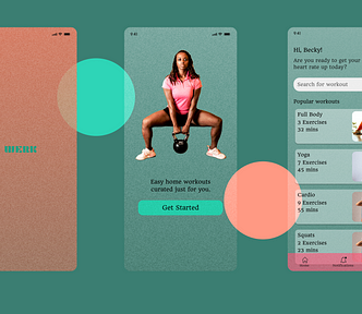 Fitness app screens made with glassmorphic effect