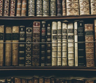 Bookshelf with old books.