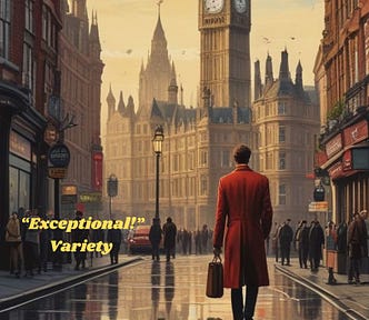 A film poster, showing a man in a long red coat walking down the middle of a wet London street. The pavements are busy with drab pedestrians, but the road is empty of traffic. The names ‘Hilary Stark’ and ‘Kim Qi’ are above the title, “28 Days Earlier”. The tagline, below the title, is “Before the Rage… the Routine.” The word “Exceptional” appears as a quote from Variety.