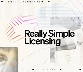 Illustration showing some abstract graphics and centering the words “Really Simple Licensing”