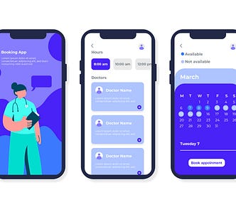 Medical booking app interface