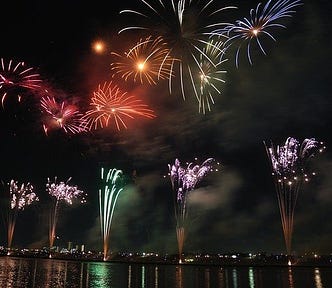 Fireworks, colourful, night sky, festival, japan, display, reflections