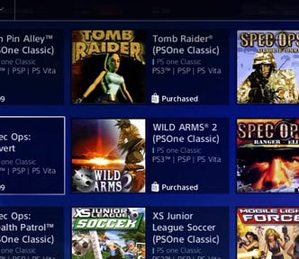 A screenshot of the PS One Classics section of the Playstation Store on a Playstation 3 console.