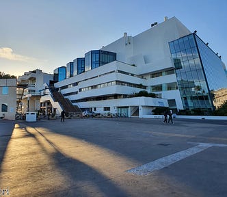 The rear of the Palais des Festivals et des Congrès de Cannes, France.