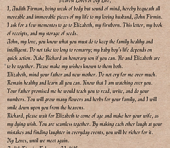 The made-up last will of Judith Firmin by Laura Jevtich created in Canva Pro
