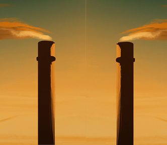 Two cartoon smokestacks — Smokestack SEO Is an Absurdly Easy Way to Build a Blogging Empire