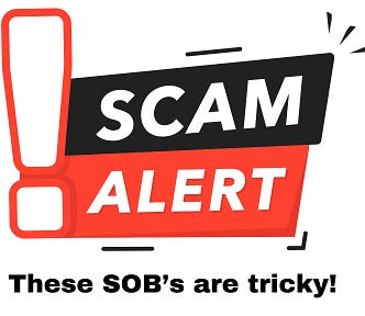 This scam alert sign was made using Canva.