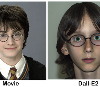 Harry Potter in movie and AI interpretation