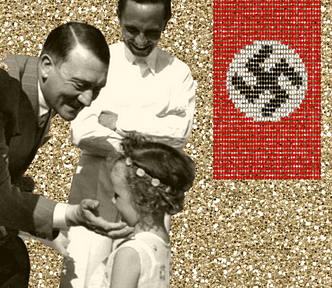 Adolf Hitler, Joseph Goebbels, and his daughter Helga Goebbels