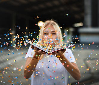 Woman, Confetti, Sparkles image