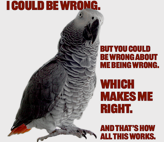 Felix, and all other parrots, consider all things, calculate, and execute in the belief that whatever they have chosen is correct. And they are not wrong.