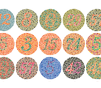 Image of circles with numbers to note the classical Color Vision Deficiency test