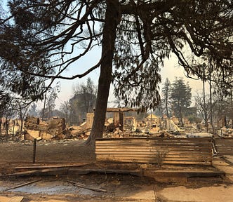 The aftermath of the terrible fires. A home destroyed.