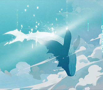 Futuristic digital illustration of a majestic whale soaring through a sky filled with fluffy clouds, illuminated by digital code and light fragments, symbolizing swift, optimized performance in Python programming. The image creatively embodies the concept of making Python code lighter and faster, akin to a whale gliding effortlessly through the clouds.