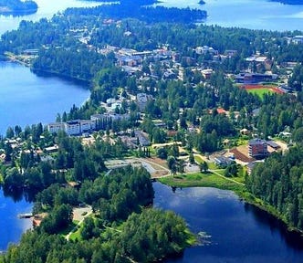 Colour aerial photo of Keuruu, Finland.