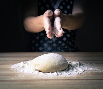 Woman working with dough