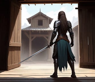 Warrior seen from behind