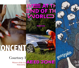 Cropped screenshots of book covers for Concentrate, Alive at the End of the World, and gossypiin (left to right).