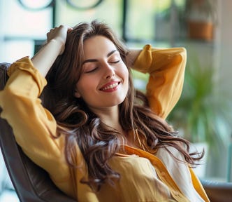 an image of a woman enjoying a lazy day at work