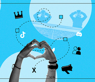 Hands making a heart sign, surrounded by the logos of popular online platforms.