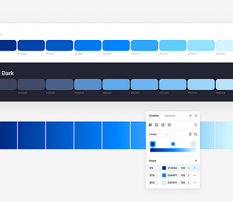 Blue palette and related gradient split into 9 segments.