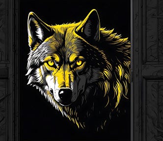 Artwork of a wolf in yellow light