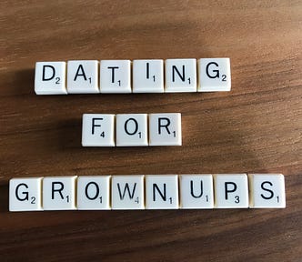 Dating for Grownups in Scrabble tiles