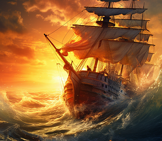 A ship braving the eye of the storm.