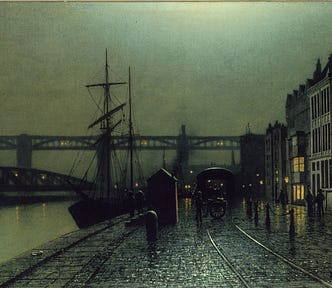 A gloomy painting of Newcastle’s Quayside