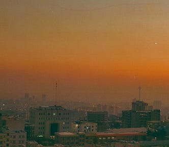 Sunset over Tehran, Iran.