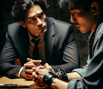 Detective interviewing a suspect