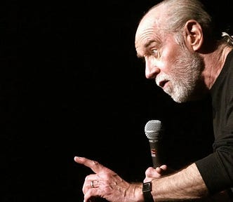George Carlin delivers a standup routine.
